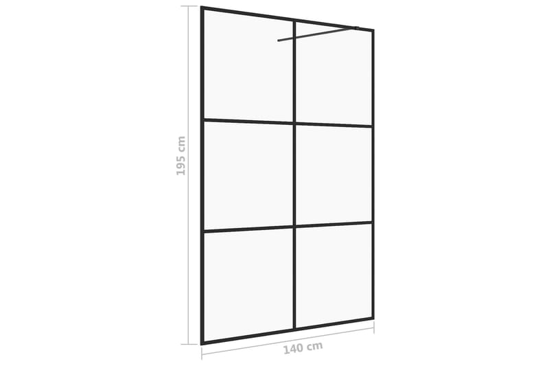 Walk-in suihkun seinäke kirkas ESG-lasi 140x195 cm musta - Läpinäkyvä - Suihkuseinät