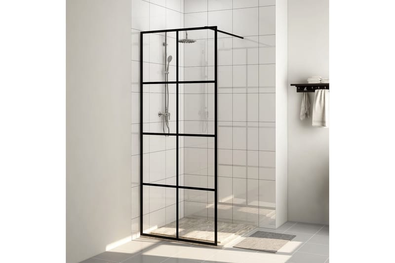 Walk-in suihkun seinäke kirkas ESG-lasi 80x195 cm musta - Läpinäkyvä - Talo & remontointi - Keittiö & kylpyhuone - Kylpyhuone - Suihkukalusteet - Suihkuseinät