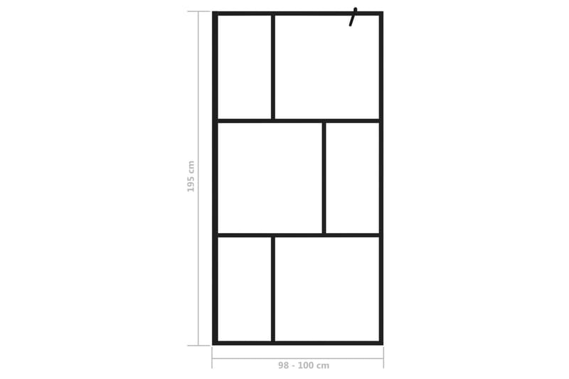 Walk-in suihkuseinä karkaistu lasi musta 100x195 cm - Talo & remontointi - Keittiö & kylpyhuone - Kylpyhuone - Suihkukalusteet - Suihkuseinät