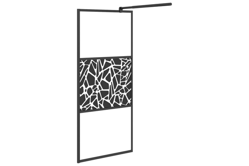 Walk-in suihkuseinäke 80x195 cm ESG-lasi kivikuvioinnilla mu - Musta - Talo & remontointi - Keittiö & kylpyhuone - Kylpyhuone - Suihkukalusteet - Suihkuseinät