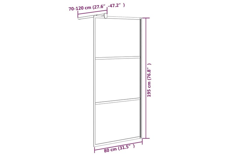 Walk-in suihkuseinäke 80x195 cm ESG-lasi kivikuvioinnilla mu - Musta - Talo & remontointi - Keittiö & kylpyhuone - Kylpyhuone - Suihkukalusteet - Suihkuseinät