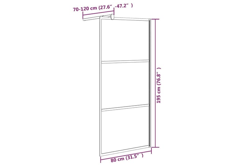 Walk-in suihkuseinäke 80x195 cm ESG-lasi kivikuvioinnilla mu - Musta - Suihkuseinät