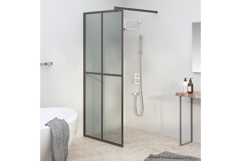 Walk-in suihkuseinäke 80x195 cm tumma karkaistu lasi - Musta - Talo & remontointi - Keittiö & kylpyhuone - Kylpyhuone - Suihkukalusteet - Suihkuseinät