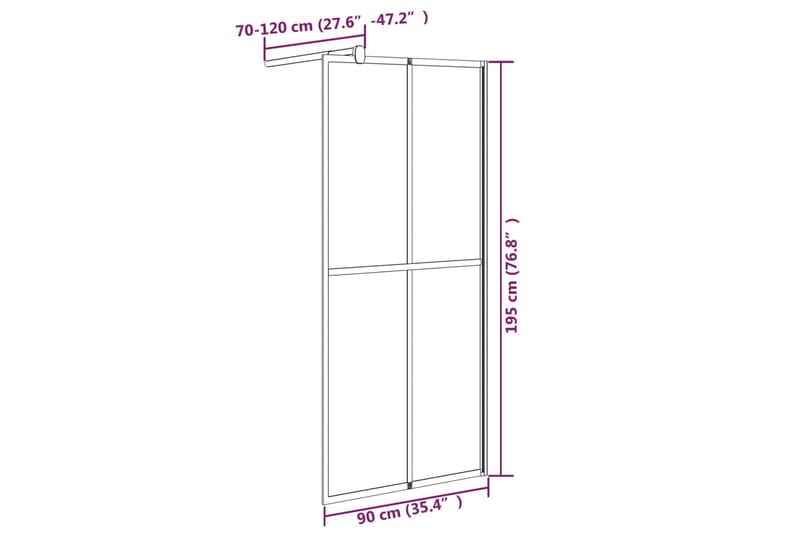 Walk-in suihkuseinäke 90x195 cm tumma karkaistu lasi - Musta - Talo & remontointi - Keittiö & kylpyhuone - Kylpyhuone - Suihkukalusteet - Suihkuseinät