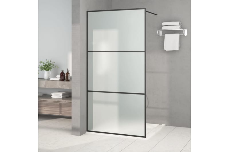 Walk-in suihkuseinäke musta 100x195 cm huurrettu ESG-lasi - Musta - Talo & remontointi - Keittiö & kylpyhuone - Kylpyhuone - Suihkukalusteet - Suihkuseinät