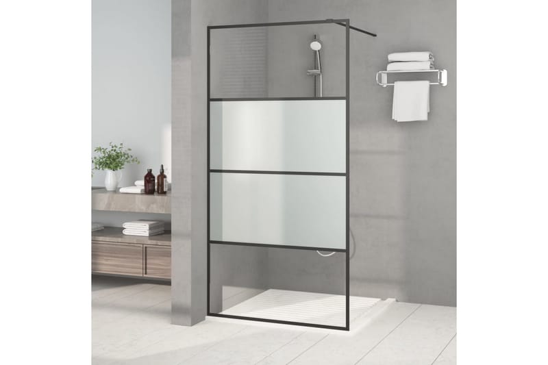 Walk-in suihkuseinäke musta 100x195 cm puolihuurrettu ESG-la - Musta - Talo & remontointi - Keittiö & kylpyhuone - Kylpyhuone - Suihkukalusteet - Suihkuseinät