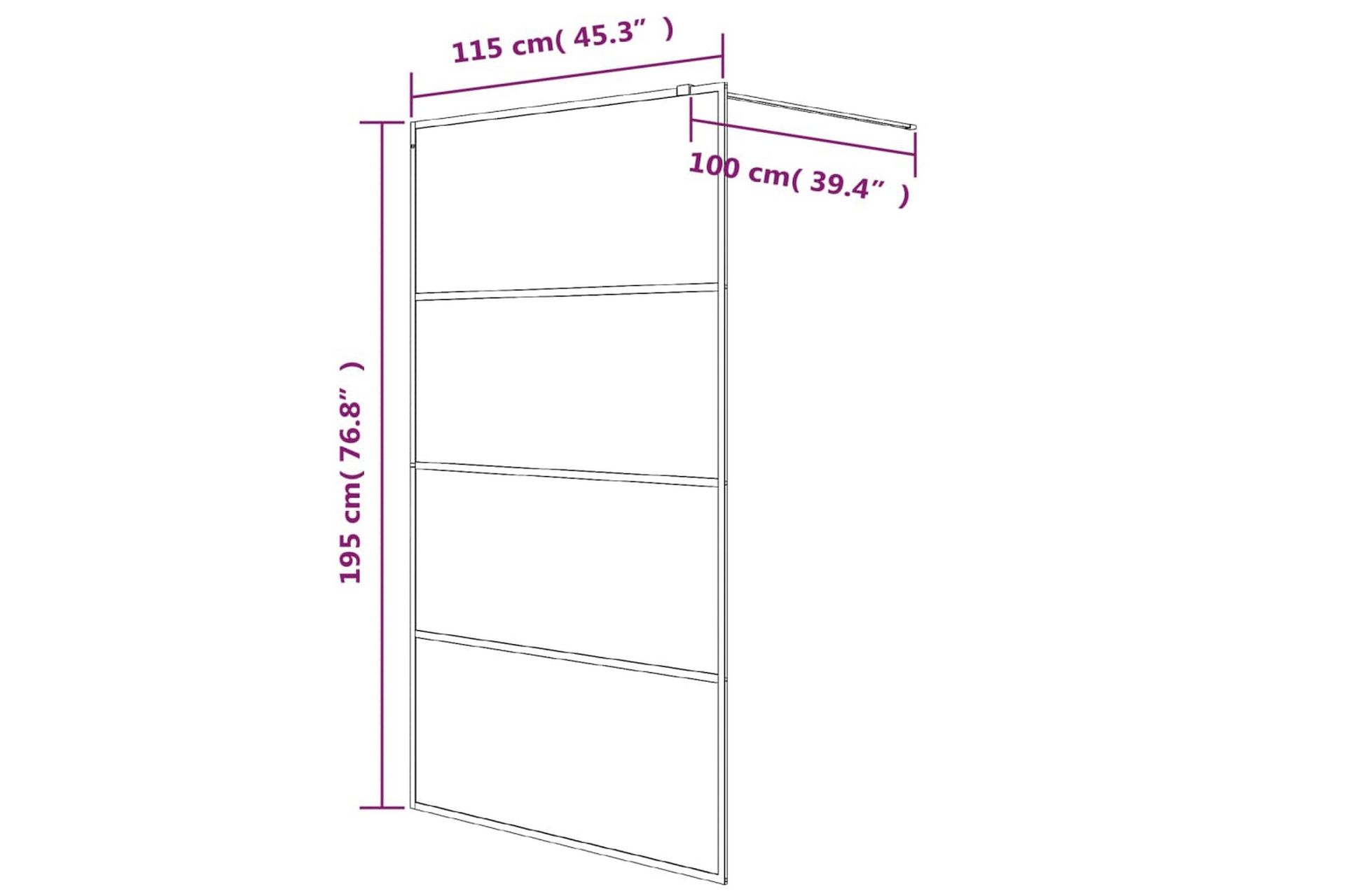 Walk-in suihkuseinäke musta 115x195 cm huurrettu ESG-lasi - Musta - Talo & remontointi - Keittiö & kylpyhuone - Kylpyhuone - Suihkukalusteet - Suihkuseinät