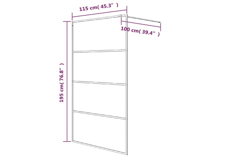 Walk-in suihkuseinäke musta 115x195 cm huurrettu ESG-lasi - Musta - Talo & remontointi - Keittiö & kylpyhuone - Kylpyhuone - Suihkukalusteet - Suihkuseinät