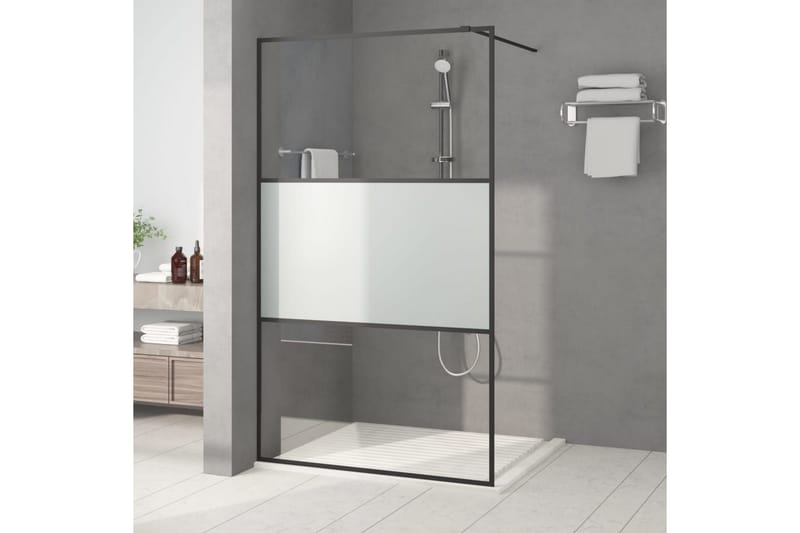 Walk-in suihkuseinäke musta 115x195 cm puolihuurrettu ESG-la - Musta - Talo & remontointi - Keittiö & kylpyhuone - Kylpyhuone - Suihkukalusteet - Suihkuseinät