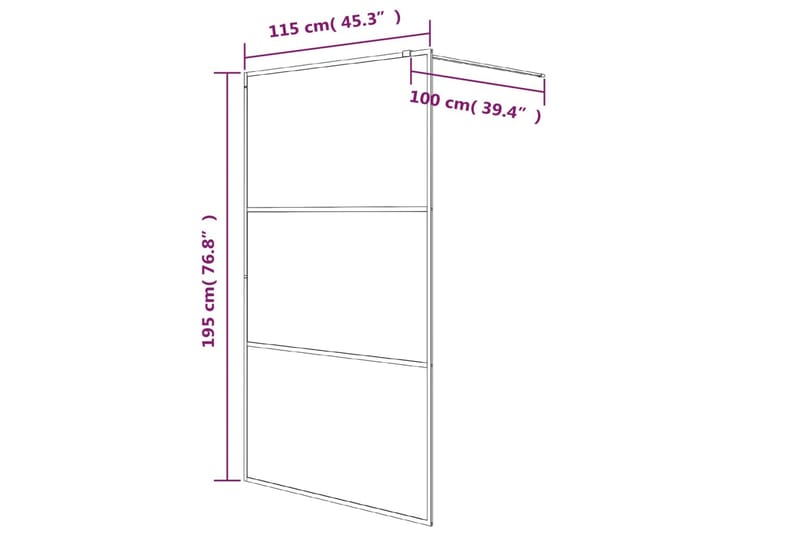 Walk-in suihkuseinäke musta 115x195 cm puolihuurrettu ESG-la - Musta - Talo & remontointi - Keittiö & kylpyhuone - Kylpyhuone - Suihkukalusteet - Suihkuseinät