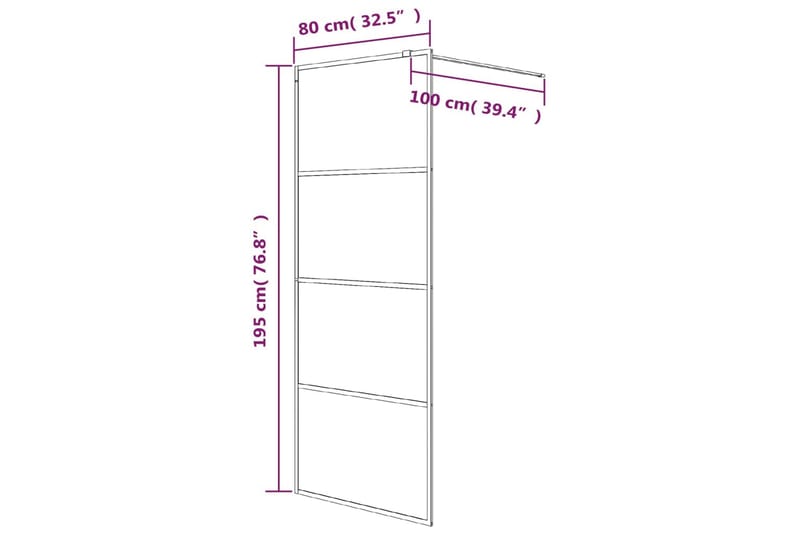 Walk-in suihkuseinäke musta 80x195 cm puolihuurrettu ESG-las - Musta - Talo & remontointi - Keittiö & kylpyhuone - Kylpyhuone - Suihkukalusteet - Suihkuseinät