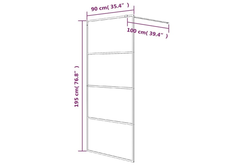Walk-in suihkuseinäke musta 90x195 cm puolihuurrettu ESG-las - Musta - Talo & remontointi - Keittiö & kylpyhuone - Kylpyhuone - Suihkukalusteet - Suihkuseinät