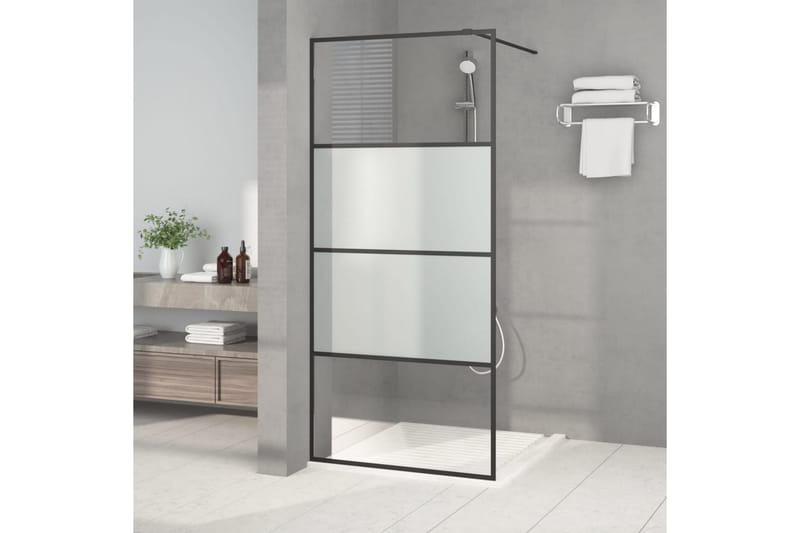 Walk-in suihkuseinäke musta 90x195 cm puolihuurrettu ESG-las - Musta - Talo & remontointi - Keittiö & kylpyhuone - Kylpyhuone - Suihkukalusteet - Suihkuseinät
