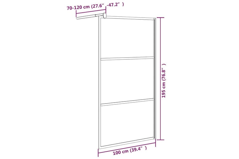 Walk-in suihkuseinäke 100x195cm ESG-lasi kivikuvioinnilla mu - Musta - Talo & remontointi - Keittiö & kylpyhuone - Kylpyhuone - Suihkukalusteet - Suihkuseinät