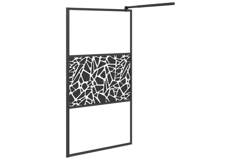 Walk-in suihkuseinäke 100x195cm ESG-lasi kivikuvioinnilla mu - Musta - Talo & remontointi - Keittiö & kylpyhuone - Kylpyhuone - Suihkukalusteet - Suihkuseinät