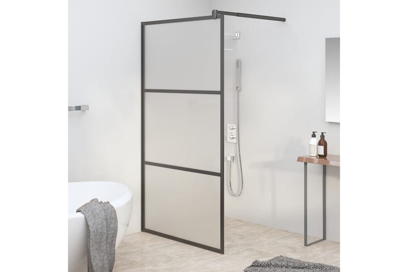 Walk-in suihkuseinäke 115x195 cm huurrettu ESG-lasi musta - Musta - Talo & remontointi - Keittiö & kylpyhuone - Kylpyhuone - Suihkukalusteet - Suihkuseinät