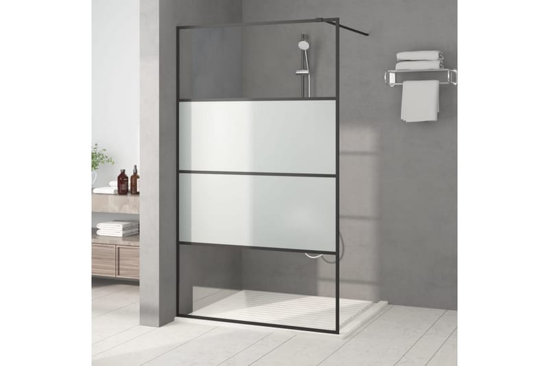 Walk-in suihkuseinäke musta 115x195 cm puolihuurrettu ESG-la - Musta - Talo & remontointi - Keittiö & kylpyhuone - Kylpyhuone - Suihkukalusteet - Suihkuseinät