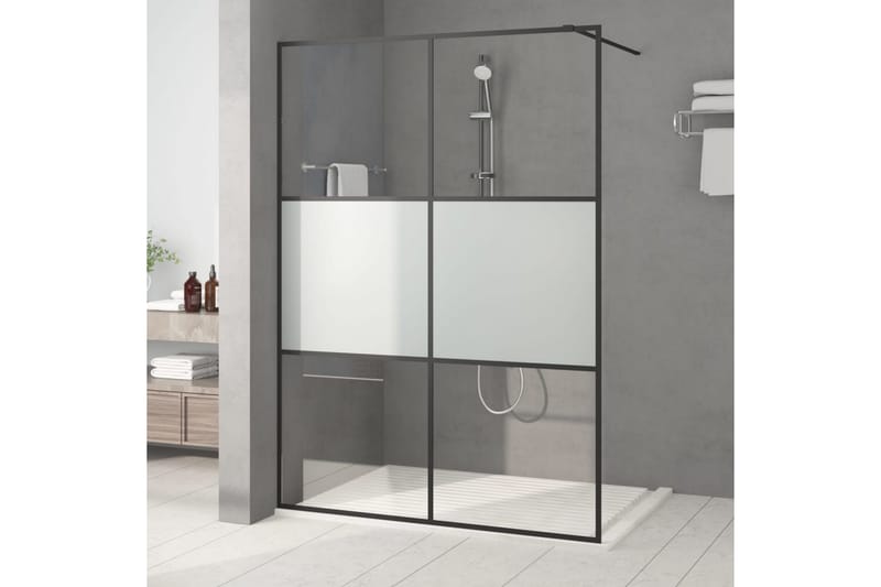 Walk-in suihkuseinäke musta 140x195 cm puolihuurrettu ESG-la - Musta - Talo & remontointi - Keittiö & kylpyhuone - Kylpyhuone - Suihkukalusteet - Suihkuseinät