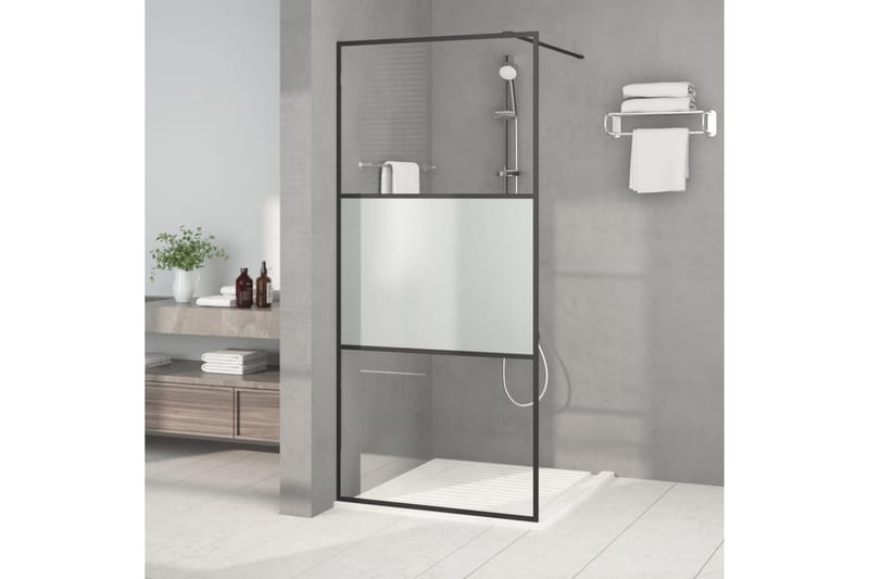 Walk-in suihkuseinäke musta 90x195 cm puolihuurrettu ESG-las - Musta - Talo & remontointi - Keittiö & kylpyhuone - Kylpyhuone - Suihkukalusteet - Suihkuseinät