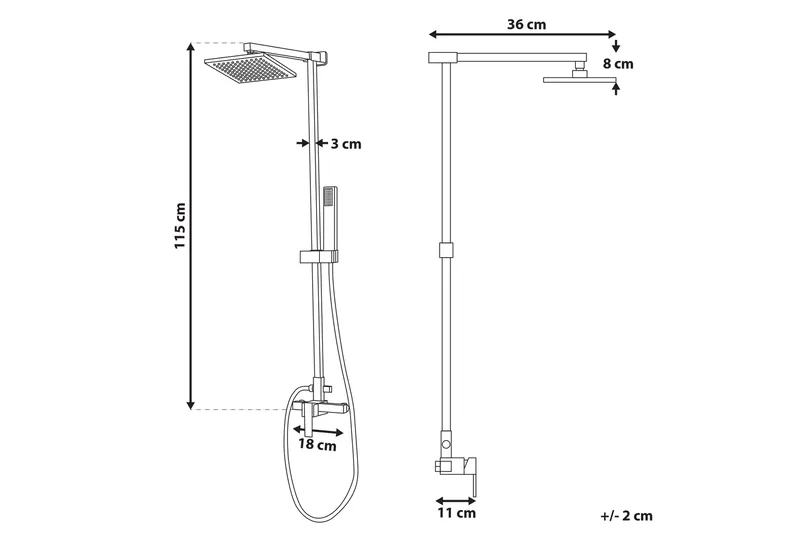 Bodada Suihkusetti kattosuihkulla - Mattamusta - Talo & remontointi - Keittiö & kylpyhuone - Kylpyhuone - Suihkut - Suihkusetit