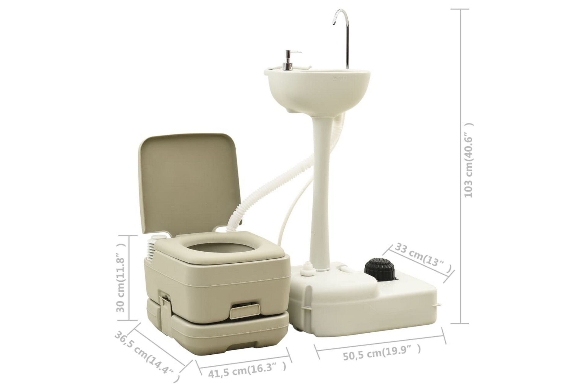 Kannettava retkeily-WC 10+10 l ja käsinpesuallas 20 l harmaa - Harmaa - Talo & remontointi - Keittiö & kylpyhuone - Kylpyhuone - WC-istuimet - WC-istuin kaksoishuuhtelu