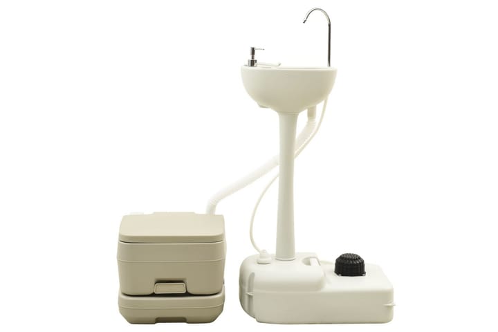 Kannettava retkeily-WC 10+10 l ja käsinpesuallas 20 l harmaa - Harmaa - Polttava kuivakäymälä - WC-istuin kaksoishuuhtelu