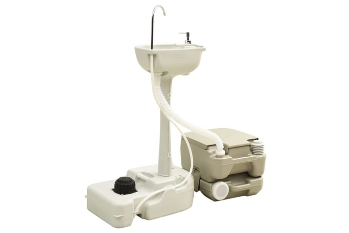 Kannettava retkeily-WC 10+10 l ja käsinpesuallas 20 l harmaa - Harmaa - Polttava kuivakäymälä - WC-istuin kaksoishuuhtelu