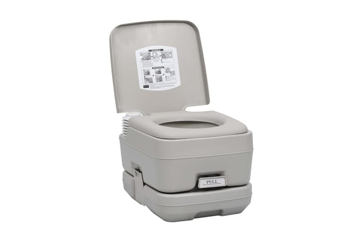 Kannettava retkeily-WC harmaa 10 + 10 l - WC-istuin kaksoishuuhtelu - Polttava kuivakäymälä