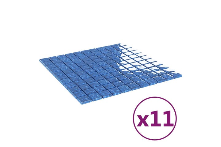 Mosaiikkilaatat itsekiinnittyvät 11 kpl sininen 30x30cm lasi - Sininen - Lasimosaiikki