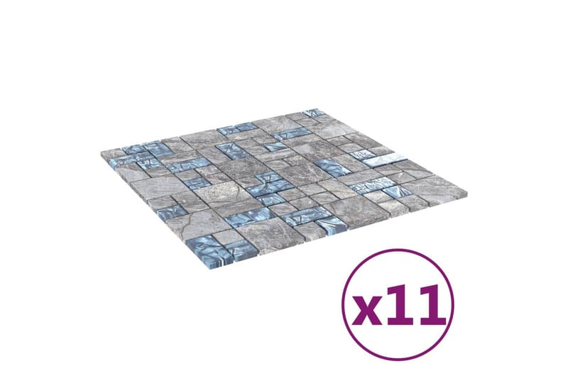 Mosaiikkilaatat itsekiinnittyvät 11kpl siniharmaa 30x30cm - Monivärinen - Talo & remontointi - Keittiö & kylpyhuone - Seinälaatat & Lattialaatat - Mosaiikki - Lasimosaiikki