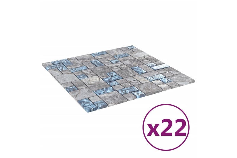Mosaiikkilaatat itsekiinnittyvät 22kpl siniharmaa 30x30cm - Monivärinen - Talo & remontointi - Keittiö & kylpyhuone - Seinälaatat & Lattialaatat - Mosaiikki - Lasimosaiikki