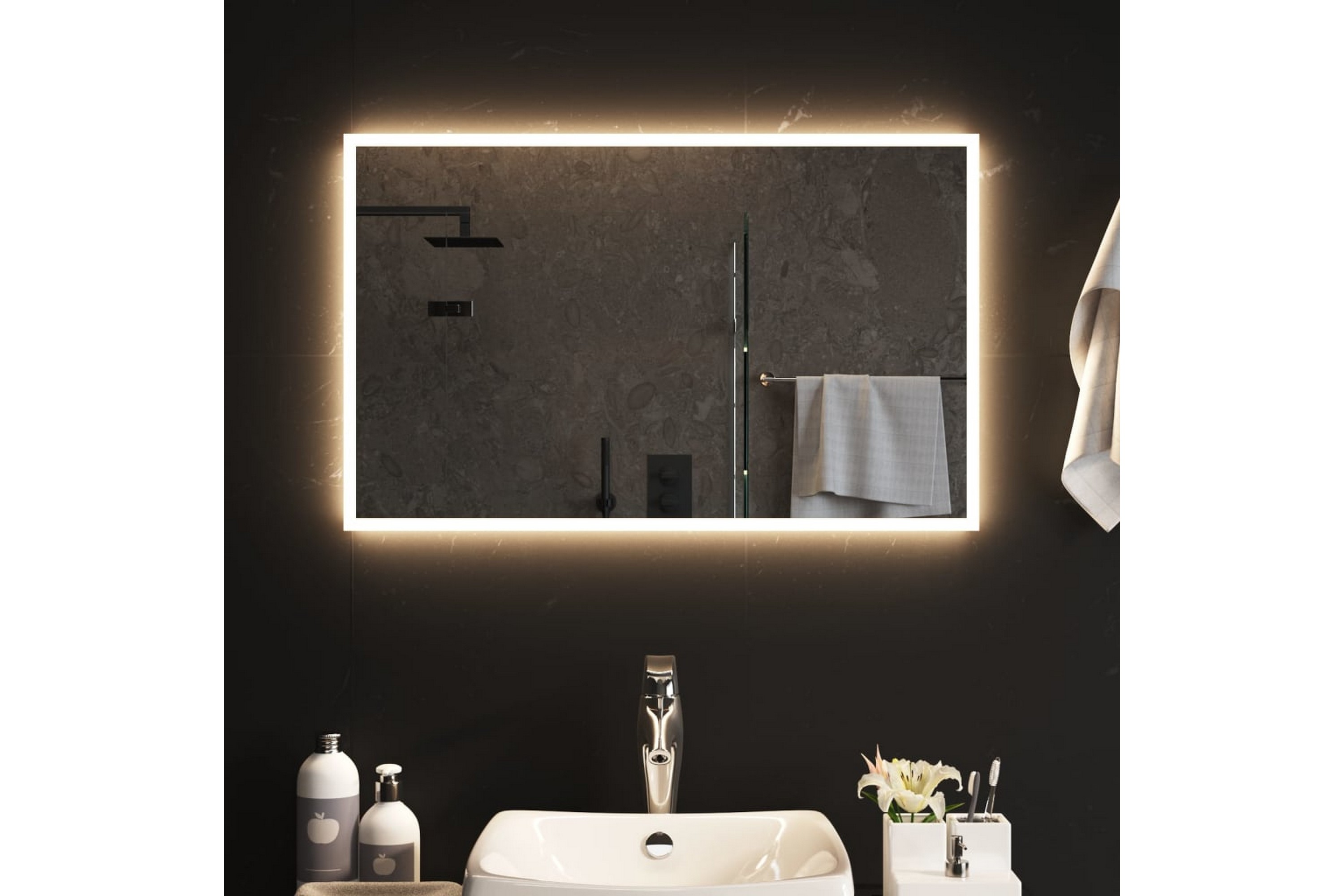 LED-kylpyhuoneen peili 80x50 cm - Läpinäkyvä
