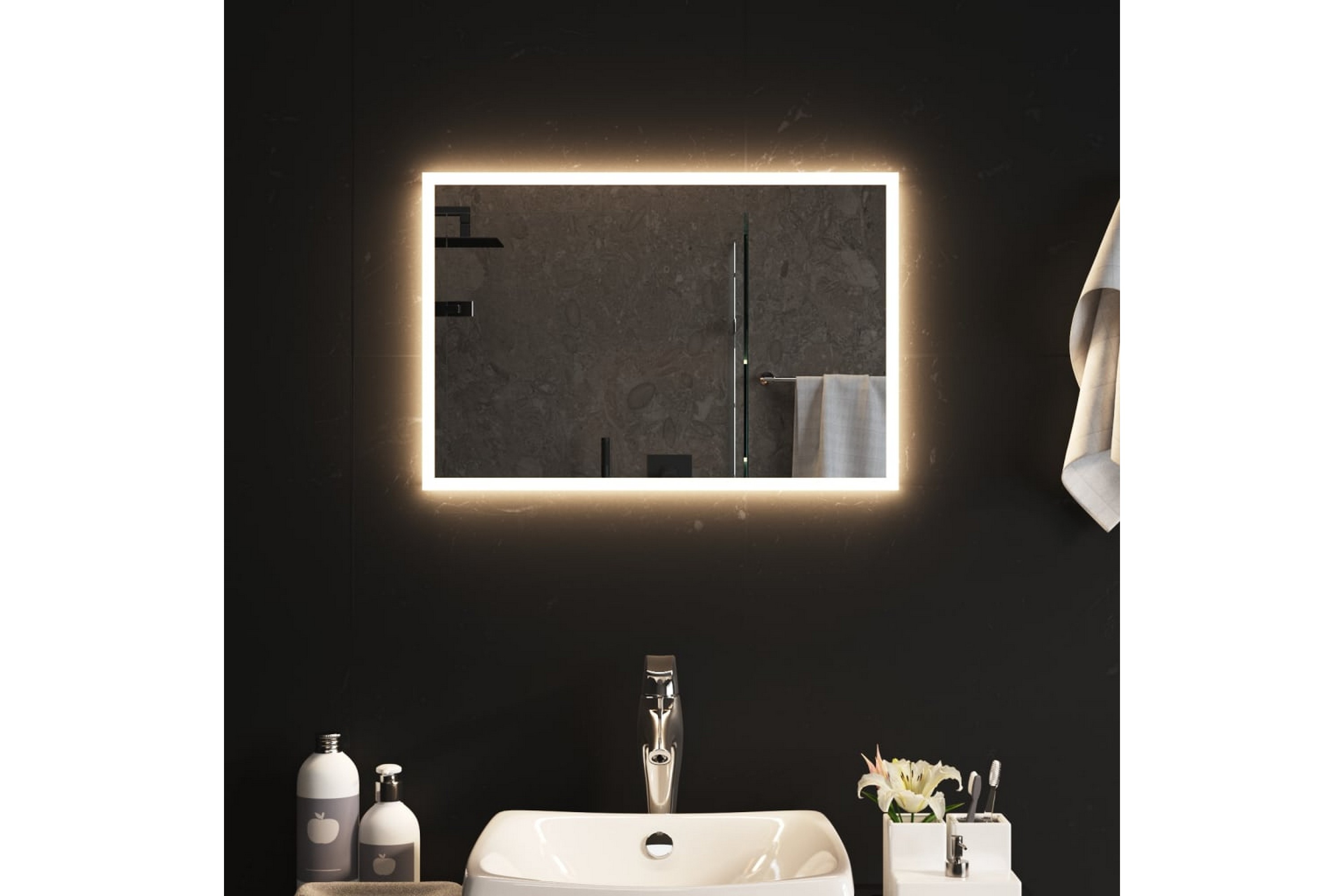 LED-kylpyhuoneen peili 60x40 cm - Läpinäkyvä