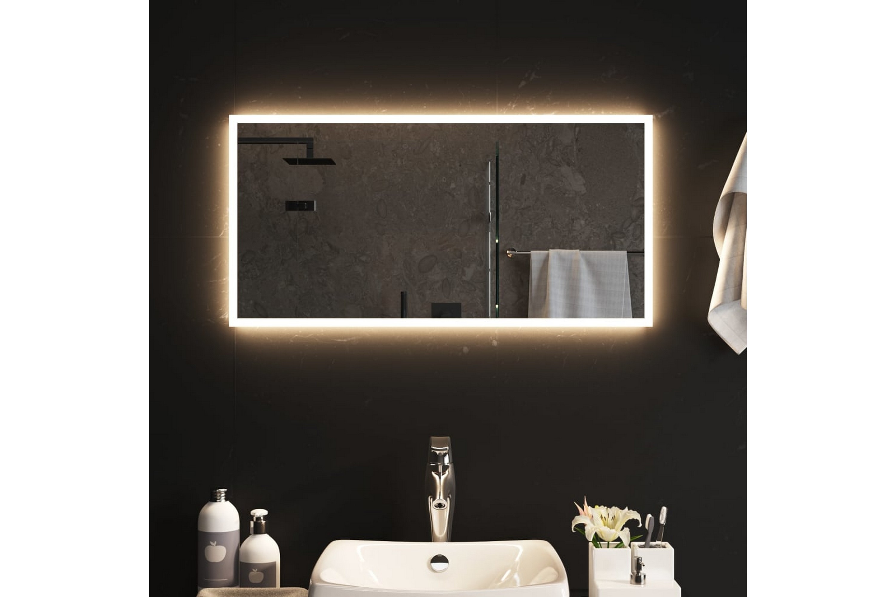 LED-kylpyhuoneen peili 80x40 cm - Läpinäkyvä