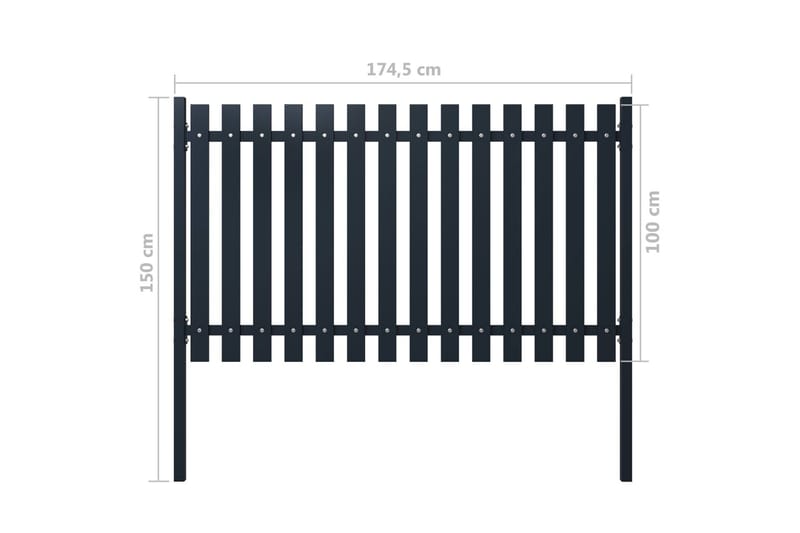 Aitapaneeli antrasiitti 174,5x100 cm jauhemaalattu teräs - Antrasiitti - Talo & remontointi - Näkösuojat & aitaukset - Aita - Aitatolpat