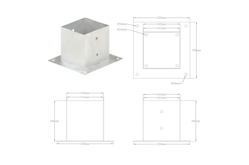 Aitatolpan jalat 4 kpl galvanoitua metallia 141 mm - Hopea - Aitatolpat