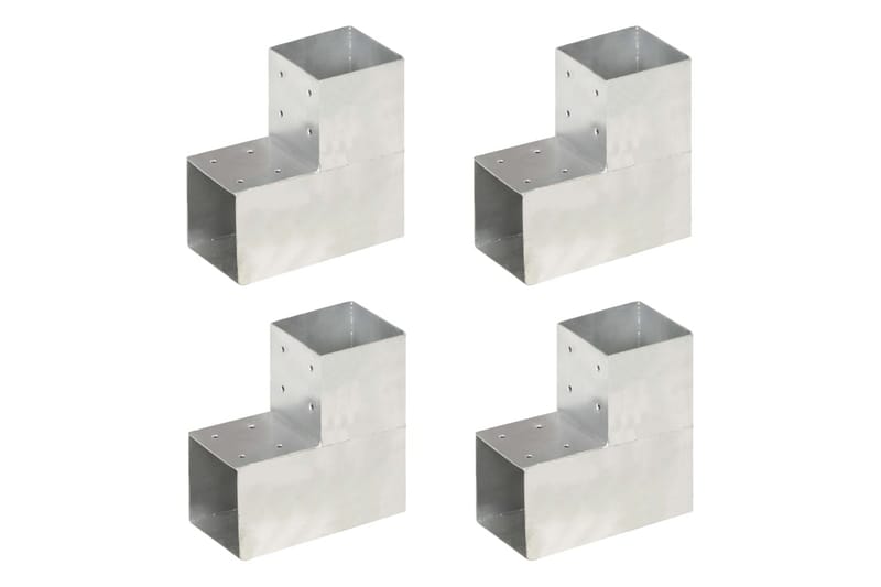 Tolppaliittimet 4 kpl L-muoto galvanoitu metalli 101x101 mm - Talo & remontointi - Näkösuojat & aitaukset - Aita - Aitatolpat