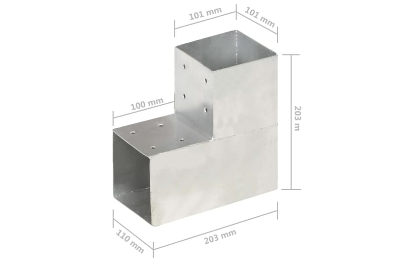 Tolppaliittimet 4 kpl L-muoto galvanoitu metalli 101x101 mm - Aitatolpat