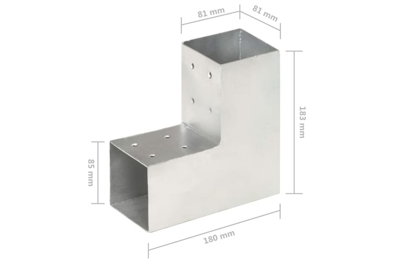 Tolppaliittimet 4 kpl L-muoto galvanoitu metalli 81x81 mm - Aitatolpat