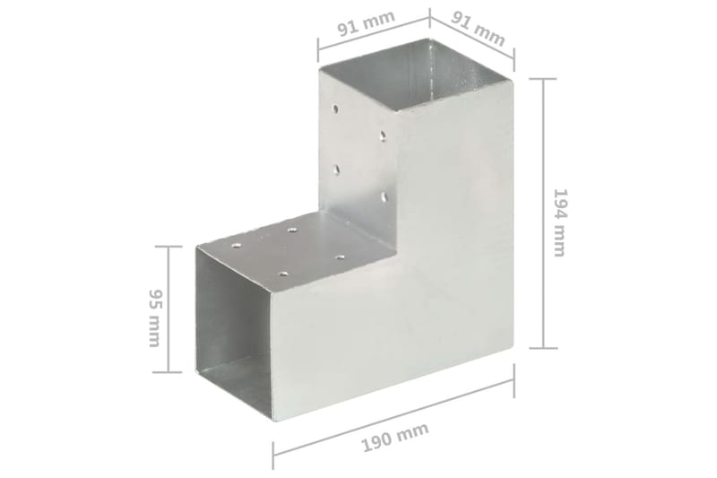 Tolppaliittimet 4 kpl L-muoto galvanoitu metalli 91x91 mm - Talo & remontointi - Näkösuojat & aitaukset - Aita - Aitatolpat