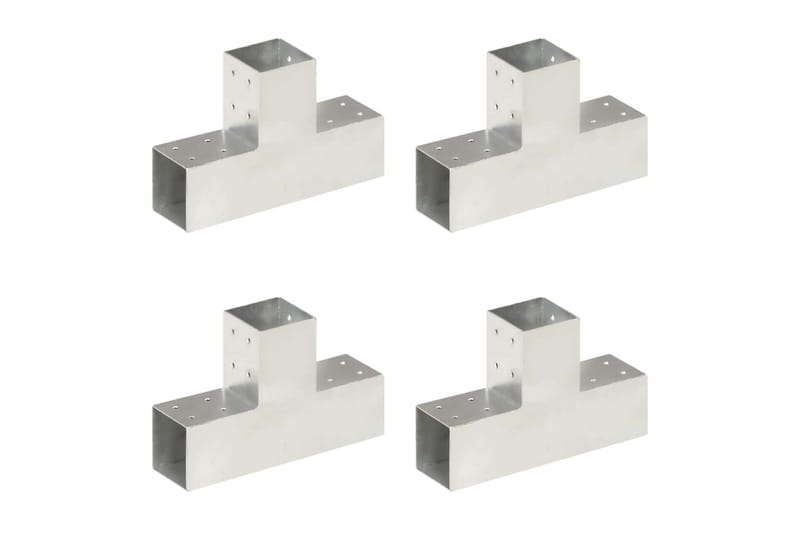 Tolppaliittimet 4 kpl T-muoto galvanoitu metalli 81x81 mm - Talo & remontointi - Näkösuojat & aitaukset - Aita - Aitatolpat