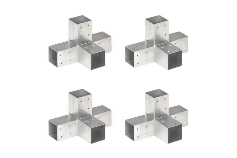 Tolppaliittimet 4 kpl X-muoto galvanoitu metalli 71x71 mm - Talo & remontointi - Näkösuojat & aitaukset - Aita - Aitatolpat