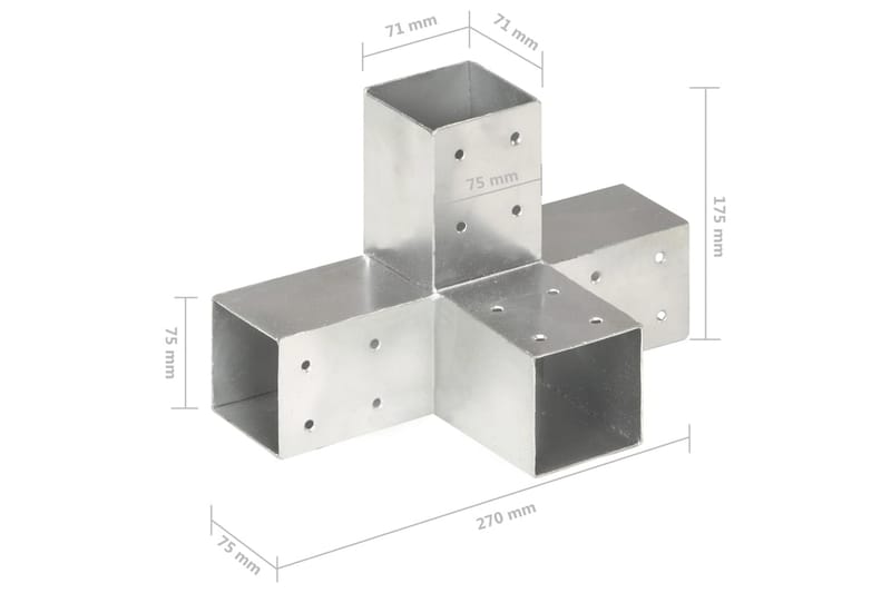 Tolppaliittimet 4 kpl X-muoto galvanoitu metalli 71x71 mm - Talo & remontointi - Näkösuojat & aitaukset - Aita - Aitatolpat