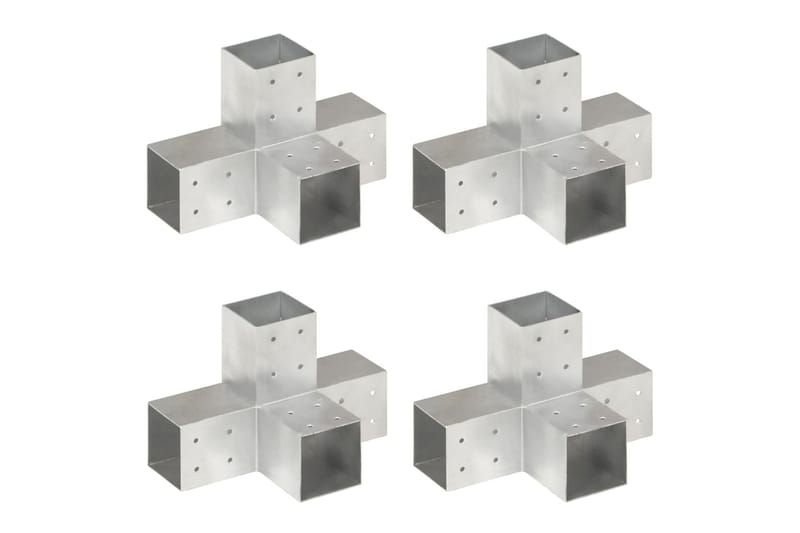 Tolppaliittimet 4 kpl X-muoto galvanoitu metalli 81x81 mm - Talo & remontointi - Näkösuojat & aitaukset - Aita - Aitatolpat