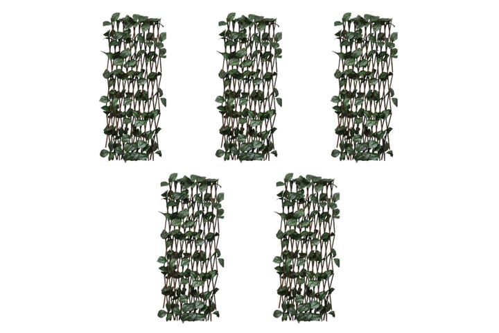 Pajusäleikköaidat 5 kpl keinotekoisilla lehdillä 180x30 cm - Puuaita