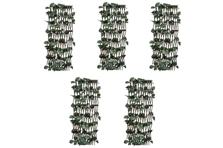 Pajusäleikköaidat 5 kpl keinotekoisilla lehdillä 180x60 cm - Puuaita
