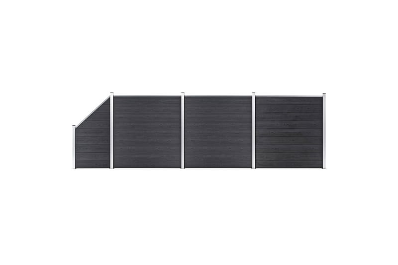 Aitasarja 3 paneelia + 1 vinopaneeli WPC 619x186 cm harmaa - Talo & remontointi - Näkösuojat & aitaukset - Aita - Puuaita