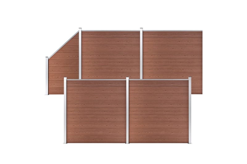Aitasarja 4 neliöpaneelia + 1 vinopaneeli WPC 792x186 cm - Ruskea - Talo & remontointi - Näkösuojat & aitaukset - Aita - Puuaita