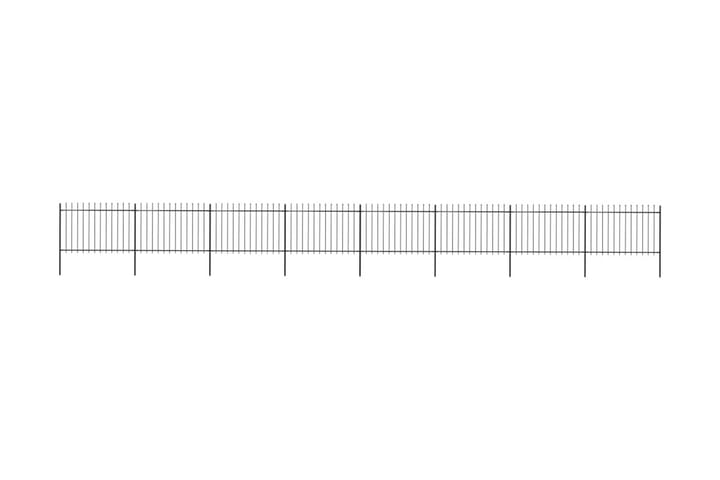 Puutarha-aita keihäänkärjillä 13,6x1,2 m teräs musta - Musta - Takorauta-aita & rauta-aita