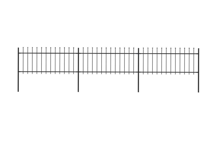 Puutarha-aita keihäänkärjillä 5,1x0,8 m teräs musta - Musta - Takorauta-aita & rauta-aita